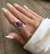 Sterling Silver 950 Flip Reversible Adjustable Ring Amethyst & Spondylus Peru for sale  Shipping to South Africa