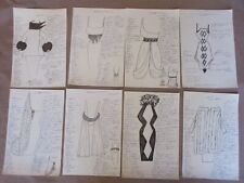 8 desenhos originais da moda a tinta de alta costura com detalhes da designer Ruth Camelleri, usado comprar usado  Enviando para Brazil