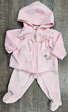 Baby Girl Clothes Vintage Carter's 2pc Newborn Velour Pink Dog Footed Outfit for sale  Shipping to South Africa