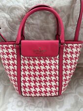 Used, Kate Spade Cruise BikiniPink Houndstooth Woven Tote, Removable Long Strap K8125 for sale  Shipping to South Africa