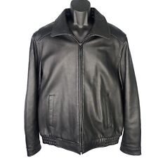 Vintage Tommy Hilfiger Black Leather Jacket Mens Larger Lined Bomber Motorcycle for sale  Shipping to South Africa