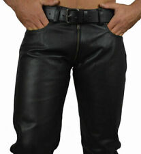 Calça/calça masculina de couro preto real com zíper completo em todos os tamanhos comprar usado  Enviando para Brazil