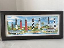 Usado, Donna Elias Lighthouses Of Florida Great American Series emoldurado 22x10” comprar usado  Enviando para Brazil
