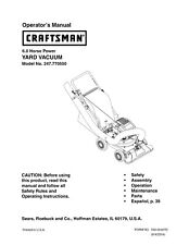 Operator Maintenance Manual Fits Craftsman Yard Vacuum 6HP Model No. 247.770550 for sale  New York