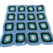 Cobertor de bebê de crochê afegão colo vovó quadrados carrinho azul verde branco comprar usado  Enviando para Brazil