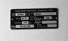 SUZUKI DR800 SR43A HEADTUBE FRAME data plaque placa de características + Grabar your Nr Ex segunda mano  Embacar hacia Argentina