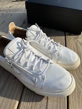 $750 Mens Giuseppe Zanotti White Logo Low-Top Sneakers Silver/White 46 US 13 for sale  Shipping to South Africa