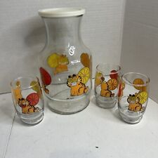 Jarra de jarra Garfield 1978 de colección Anchor Hocking con tapa y 3 vasos segunda mano  Embacar hacia Argentina