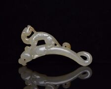 Chinese Hand Hollowed Carved natural Hetian Jade Mythical Dragon Statue Pendant  for sale  Shipping to Canada