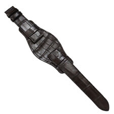 Used, Dark Brown Crocodile Skin Leather Watch Bund Strap Band 18mm/24mm for sale  Shipping to South Africa