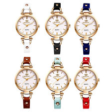 Relógios de pulso femininos casuais pulseira de couro fina mostrador redondo relógio de quartzo charme comprar usado  Enviando para Brazil