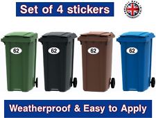 Wheelie Bin House Number Stickers x4 - Numbers & Letters - White - Super Sticky for sale  Shipping to South Africa