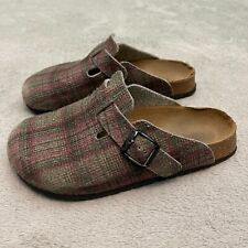 Birki’s Birkenstock Clogs Brown Red Plaid Wool Felt Size 39 for sale  Fortson
