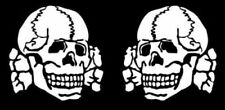 3" Biker death head decal lot x 2 deathshead skull die cut vinyl decal sticker   for sale  Shipping to South Africa