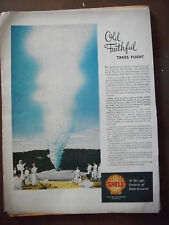 VTG 1949 Orig Magazine Ad Shell Gas Gasoline Old Faithful Geyser Takes Flight for sale  Shipping to South Africa