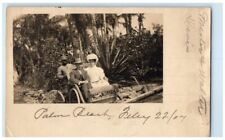 1907 Esposo Esposa Hombre Negro Bicicleta Carro Palm Beach Florida FL RPPC Foto Postal segunda mano  Embacar hacia Argentina
