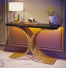Turrella 39,4 pol. Mesa console de madeira retangular dourada preta projetada com LED... comprar usado  Enviando para Brazil