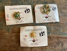 LOT 3 Vintage Brooch Pins RATTANAYOK JAME Brand Thailand Jewelry Turtle Leaf NOS for sale  Shipping to South Africa
