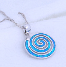 925 Sterling Silver and Blue Fire Opal Pendant Including the Chain for sale  AYLESBURY