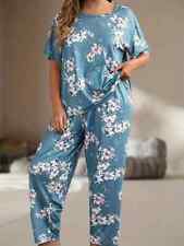 PYJAMA SET PLUS 20 22 24 26 28 TEAL GREEN FLORAL STRETCHY LOUNGEWEAR COMFORT for sale  Shipping to South Africa