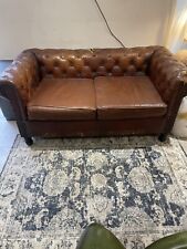 distressed leather sofa for sale  EDGWARE
