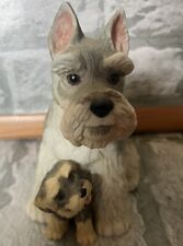 Figura vintage de perro Schnauzer mamá hembra con cachorro Schnauzers cerámica enesco segunda mano  Embacar hacia Argentina