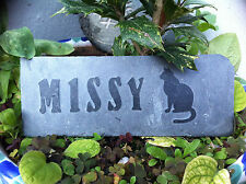 Placa conmemorativa de jardín gato perro mascota, marcador, tallado a mano en pizarra personalizado, usado segunda mano  Embacar hacia Argentina