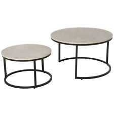 HOMCOM 2 Pcs Stacking Coffee Table Set Steel Frame Marble-Effect, Refurbished for sale  Shipping to South Africa