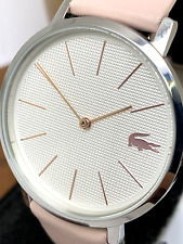 Relógio feminino Lacoste 2001070 lua quartzo mostrador prata pulseira de couro rosa 35mm comprar usado  Enviando para Brazil