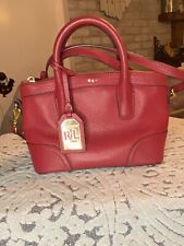 Polo By Ralph Lauren Red Leather Handbag - Satchel/Strap Included For Crossbody for sale  Shipping to South Africa