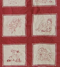 Baby Crib Quilt Hand Made Custom Long Arm Machine Cheaters Red Work Stamp for sale  Shipping to South Africa