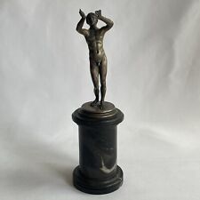 Antique Grand Tour Praying Boy Bronze Sculpture on Marble Column Base Nude Male for sale  Shipping to South Africa