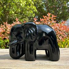 Estátua de elefante obsidiana preta natural 17 lb 9 pol. decoração escultura em cristal quartzo comprar usado  Enviando para Brazil