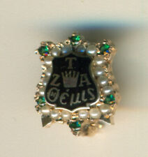 Zeta Tau Alpha Sorority Frat vintage gold emerald pearl pin badge - WoW ! for sale  Shipping to South Africa