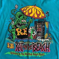 Camiseta Vintage Rat Fink 1991 Rat On De Beach Azul Puntada Única Talla SSI XLarge segunda mano  Embacar hacia Argentina
