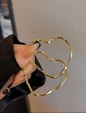 Silver/ Gold colour heart design large hoop earrings women’s jewellery uk, used for sale  Shipping to South Africa
