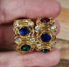 Beautiful Vintage Goldtone Rhinestone Mogul Clip On Earrings Unsigned for sale  Shipping to South Africa