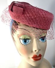 Usado, Chapéu halo rosa vintage década de 1950 gaiola véu rede arco feito em união comprar usado  Enviando para Brazil