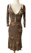 Roberto Cavalli Class Dress Body Con Floral Detachable Jacket Brown Size 38 US 4 for sale  Shipping to South Africa