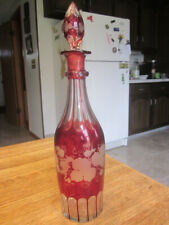 Bohemian cranberry etched for sale  Shipping to Ireland