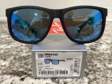 Óculos de sol Ray Ban Justin armação preta lente espelho azul 54 mm RB4165 622/55 54-16, usado comprar usado  Enviando para Brazil