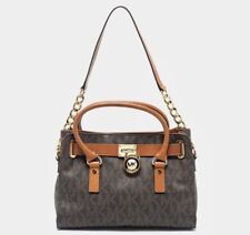 Bolsa satchel Michael Kors jet set marrom assinatura média Hamilton PVC couro comprar usado  Enviando para Brazil