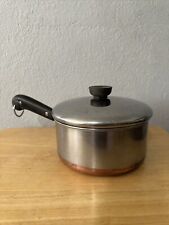 Vintage Revere Ware 1801 Copper Clad Bottom 2 qt. Sauce Pot With Lid Double Ring for sale  Shipping to South Africa