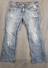 Jeans Rock Revival 34 azul Mick boot cut aba bolso jeans desgastado masculino 34x31, usado comprar usado  Enviando para Brazil