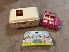 Lil Woodzeez Happy Camper Calico Critters Travel Trailer Jeep Car Pink + Family for sale  Shipping to South Africa