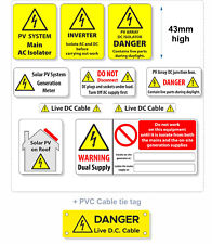 Solar PV Electrical Warning Stickers Inverter DC Danger High Voltage Labels Tag for sale  Shipping to South Africa