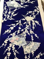 @@ Tela de seda kimono japonés vintage/tejido liso, base azul oscuro, ciruela b A81 segunda mano  Embacar hacia Mexico