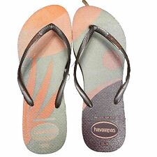 Sandálias chinelos tropicais Havaianas femininas paleta fina rosa azul 11/12 nova com etiquetas comprar usado  Enviando para Brazil