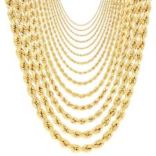 "Collar de cadena con cuerda de corte de diamante de oro amarillo de 10 K de 1,5 mm-10 mm para hombre mujer 16""- 30", usado segunda mano  Embacar hacia Argentina