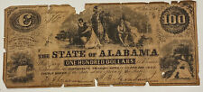 STARY 1864 Przestarzały RZADKI 100 USD Konfederacki banknot skarbowy z Alabamy # 834 na sprzedaż  Wysyłka do Poland